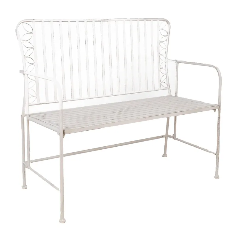 Bänk Jasmine 103x50x93 cm metall - antikvit - Utemöbler - Utesoffa - Trädgårdsbänk & utebänk
