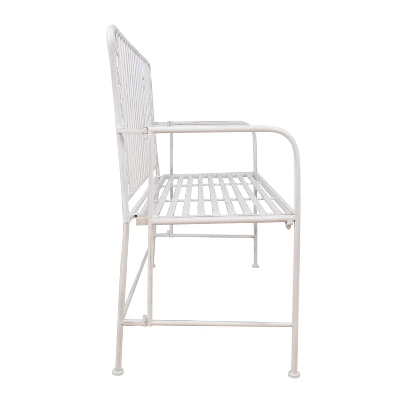Bänk Jasmine 103x50x93 cm metall - antikvit - Utemöbler - Utesoffa - Trädgårdsbänk & utebänk