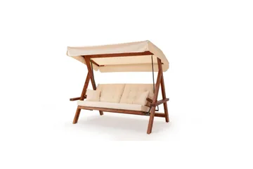 Trädgårds Trippel Gungstol Hazim Natur / Beige - Natur/Beige - Utemöbler - Utesoffa - Hängsoffa