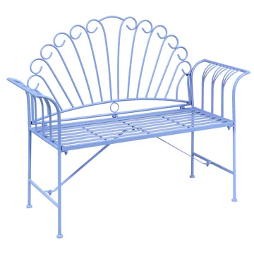Trädgårdsbänk Cavinia 125 cm Järn - Blå - Utemöbler - Utesoffa - Trädgårdsbänk & utebänk