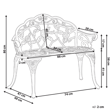 Trädgårdsbänk Piura 88 cm Aluminum - Brun - Utemöbler - Utesoffa - Trädgårdsbänk & utebänk