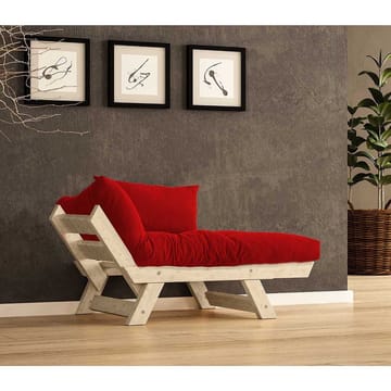 Zylar 2-sits Längsbäddad Bäddsoffa med Träram 75x140 cm i Linne - Röd|Beige - Möbler - Soffa - Bäddsoffa - Bäddsoffa 2 sits