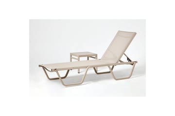 Solstol och sidobordsset (2 delar) Azoula Beige - Beige - Utemöbler - Utestol & trädgårdsstol - Solstolar
