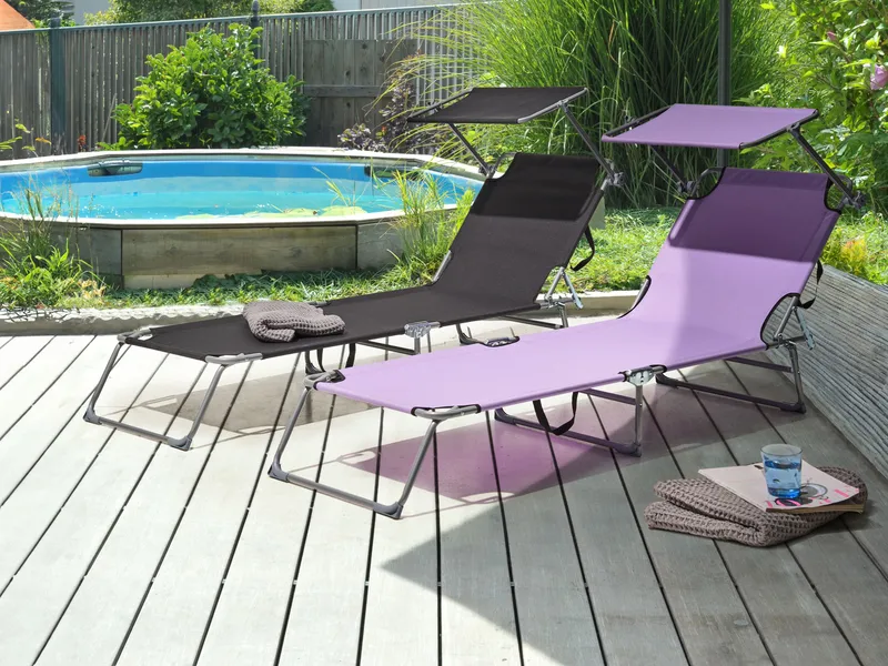 Solstol utomhus Foligno Stål - Violett/Silver - Utemöbler - Utestol & trädgårdsstol - Solsäng & Solvagnar