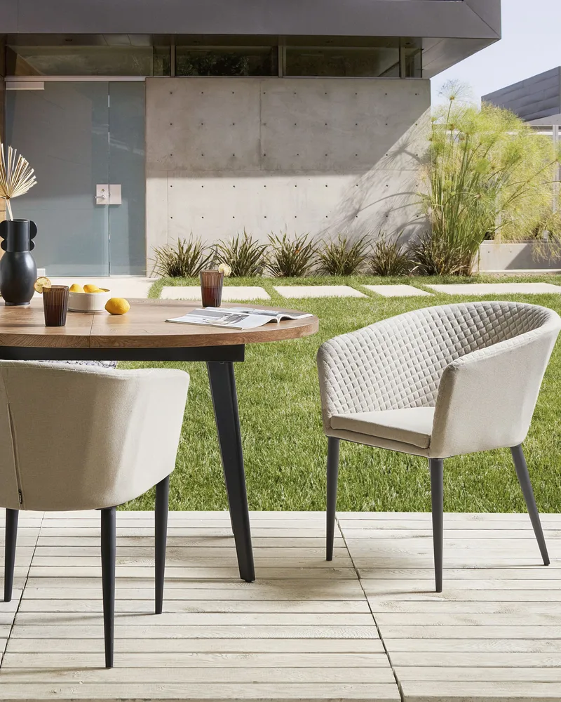 Stol utomhus Curgos - Beige/Svart - Utemöbler - Utestol & trädgårdsstol - Utefåtölj & loungefåtölj