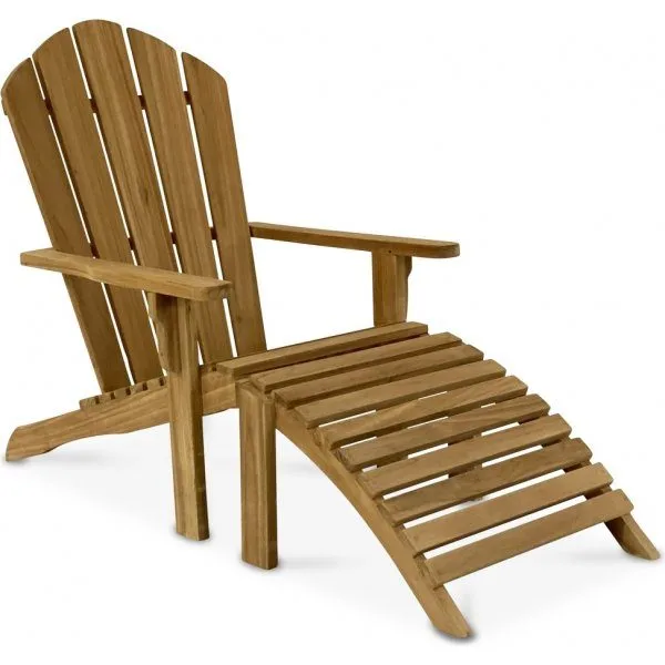 Teakstol Adirondack teakstol | Loungestol i massiv teak med pall | Ornö Brun
