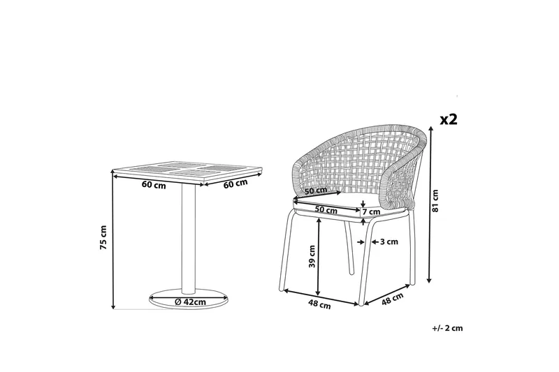 Balkongset grå/svart PALMI - Grå - Utemöbler - Utegrupp - Cafeset