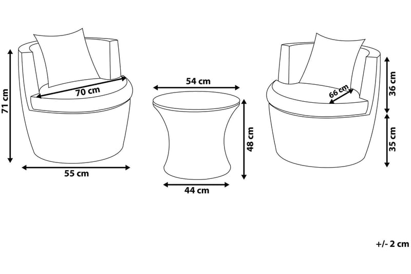 Capri Balkongmöbelset 54 cm - Grå - Utemöbler - Utegrupp - Cafeset