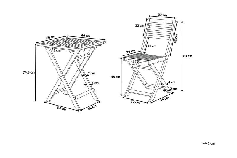 Fiji Balkongset 60 cm - Gul - Utemöbler - Utegrupp - Cafeset