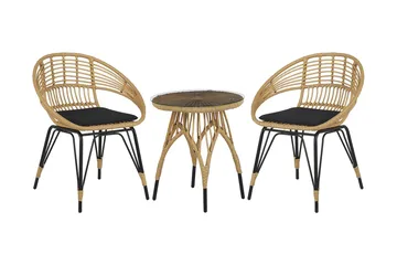 Pellaro Balkongset + 2 Utestolar m Dyna - Natur/Svart - Utemöbler - Utegrupp - Cafeset