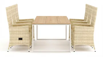 Devon utomhus matgrupp 210x100 cm med 6 Jenny matstolar - Beige/Teak - Utemöbler - Utegrupp - Matgrupp utomhus