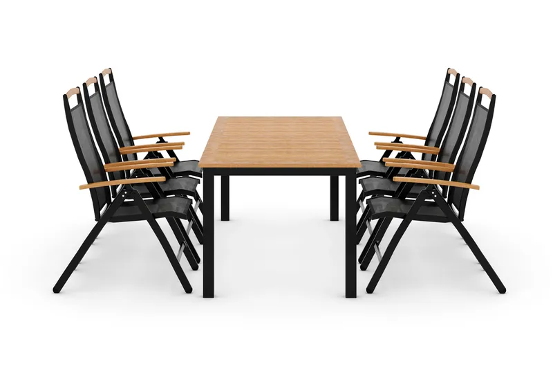 Las Vegas Matgrupp Utomhus Las Vegas 220-280 + 6 Positionsstol Lyx, Svart Teak