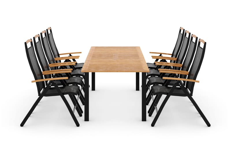 Las Vegas Matgrupp Utomhus Las Vegas 220-280 + 8 Positionsstol Lyx, Svart/Teak