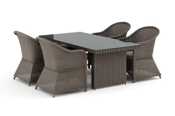 Marcus utomhus matgrupp 160x90 cm med 4 Marcus Light utefåtöljer - Grå - Utemöbler - Utegrupp - Matgrupp utomhus