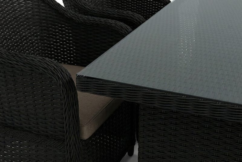 Marcus utomhus matgrupp 160x90 cm med 4 Marcus Light utefåtöljer - Svart - Utemöbler - Utegrupp - Matgrupp utomhus