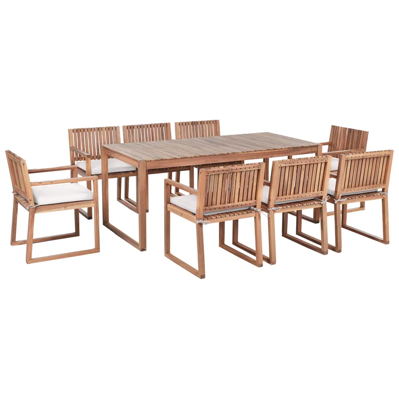 Matgrupp utomhus 8-Sits Sassari Premium med Kuddar Akaciaträ, Brun/Beige
