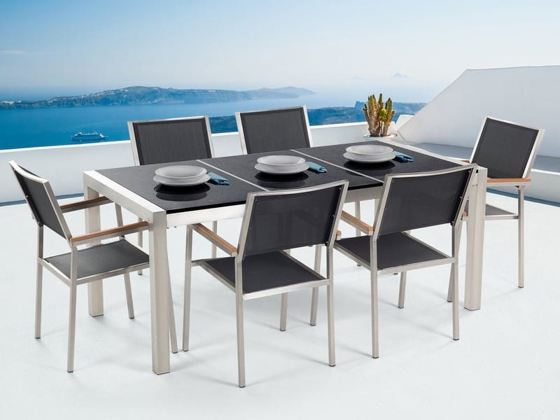 Bacoli Matgrupp Utomhus 180 cm + 6 Utestolar - Svart - Utemöbler - Utegrupp - Matgrupp utomhus