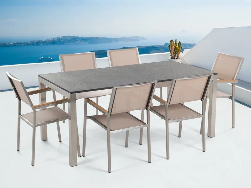 Grosseto Trädgårdsmöbelset Med Utebord+Utestolar 6 St - Beige - Utemöbler - Utegrupp - Matgrupp utomhus