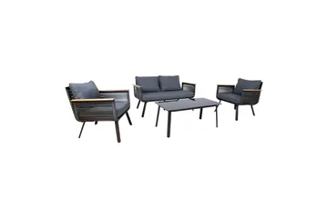 Malaga Soffgrup Svart - Utemöbler - Loungemöbler - Soffgrupp utomhus