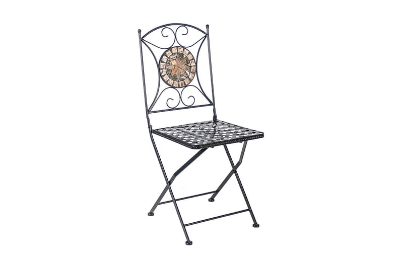 Set Mosaic Utebord Och 4 Utestolar Metallram Svart - Utemöbler - Utegrupp - Matgrupp utomhus