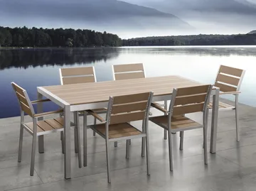 Vernio Trädgårdsmöbelset Med Utebord+6 Utestolar - Trä/Natur - Utemöbler - Utegrupp - Matgrupp utomhus