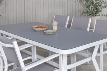 Virya Matgrupp Utomhus 200cm + 6 Copacabana Stapelbara Matstolar Utomhus Vit - Venture Home - Utemöbler - Utegrupp - Matgrupp utomhus