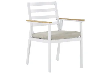 Matsalsset Cavoli Vit/ljust trä/beige - Vit/ljust trä/beige - Utemöbler - Utegrupp - Matgrupp utomhus
