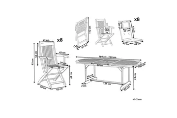 Matsalsset Maui II Ljus trä/grå, 8-Sits - Ljus trä/grå, 8-Sits - Utemöbler - Utegrupp - Matgrupp utomhus