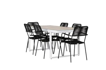 Merlo Matgrupp Utomhus + 6 Utestolar - Vit - Utemöbler - Utegrupp - Matgrupp utomhus