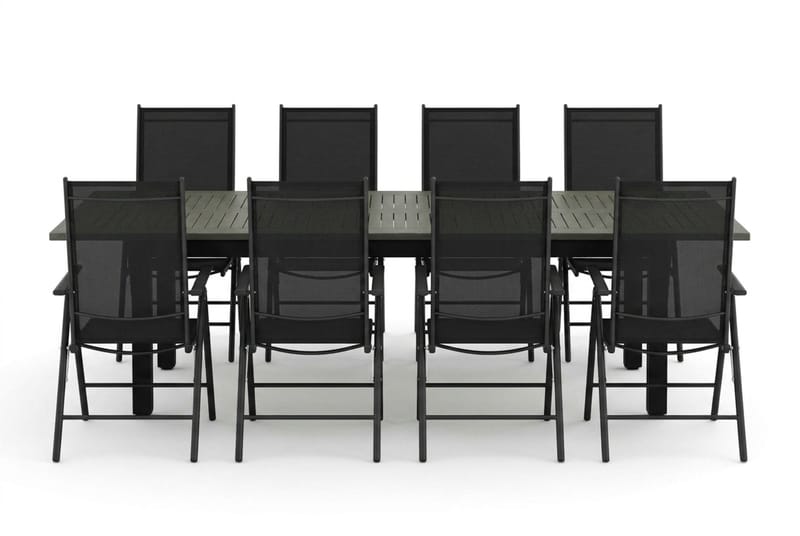 Monaco utomhus matgrupp förlängningsbart 210/310x90 med 8 Maggie positionsstolar - Svart/Grå - Utemöbler - Utegrupp - Matgrupp utomhus