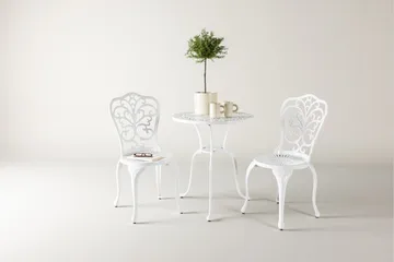 Nandin Matgrupp Utomhus + 2 Utestolar - Vit - Utemöbler - Utegrupp - Cafeset