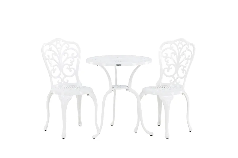 Nandin Matgrupp Utomhus + 2 Utestolar - Vit - Utemöbler - Utegrupp - Cafeset