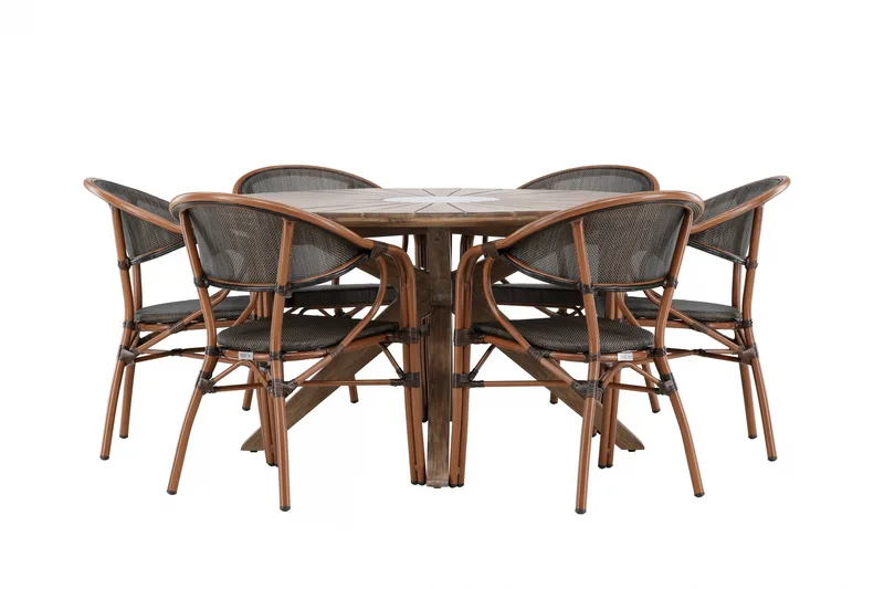 Rosario Matgrupp Utomhus 140 cm Rund med 6 Vila Real Utestolar - Utemöbler - Utegrupp - Matgrupp utomhus