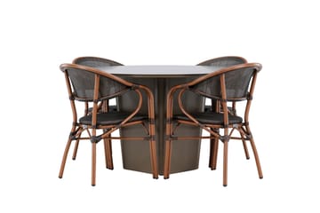 Santa Matgrupp Utomhus 120 cm Rund med 4 Vila Real Utestolar - Brun - Utemöbler - Utegrupp - Matgrupp utomhus
