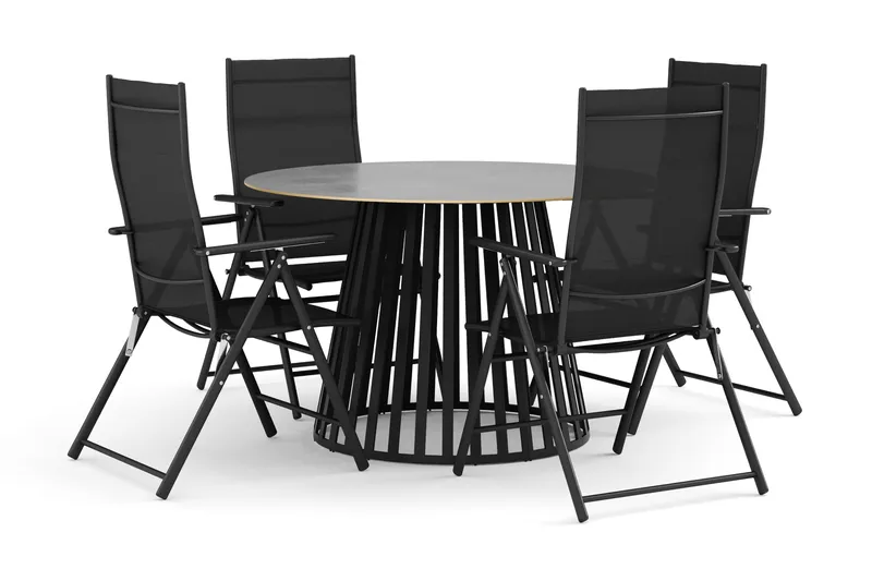 Sensi utomhus matgrupp 120 cm med 4 positionsstolar - Svart - Utemöbler - Utegrupp - Matgrupp utomhus
