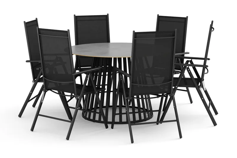 Sensi utomhus matgrupp 120 cm med 6 Maggie positionsstolar - Svart - Utemöbler - Utegrupp - Matgrupp utomhus
