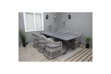 Utomhusmöbelgrupp 220 cm bord & 6 Merida grå stolar Grå - Grå - Utemöbler - Utegrupp - Matgrupp utomhus